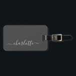Elegant Modern Black Script Name Personalised Luggage Tag<br><div class="desc">Elegant Black and White Script Name Personalised Luggage Tag</div>