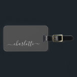 Elegant Modern Black Script Name Personalised Luggage Tag<br><div class="desc">Elegant Black and White Script Name Personalised Luggage Tag</div>