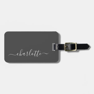 Elegant Modern Black Script Name Personalised Luggage Tag