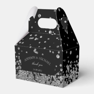 Elegant Modern Black Silver Splatter Favour Box