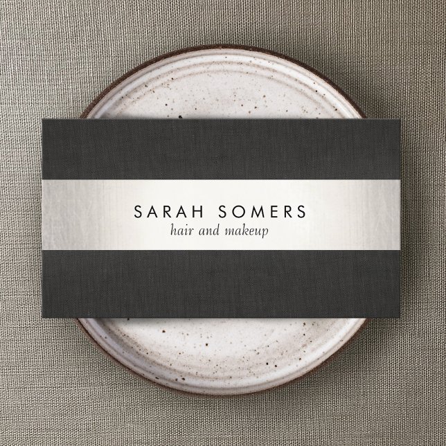 Elegant Modern Black Silver Striped Professional Business Card (Creator Uploaded)