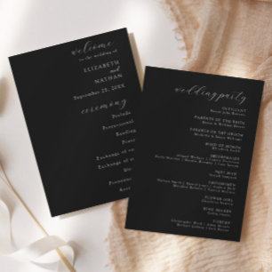 Elegant Modern Black Tie Formal Wedding Program