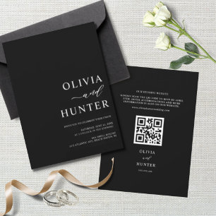 Elegant Modern Black Wedding All-in-one Invitation