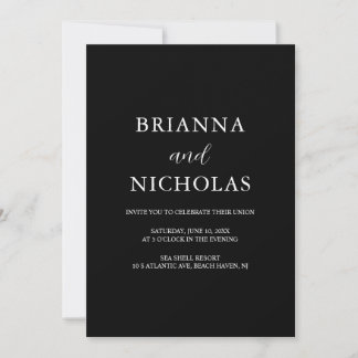 Elegant Modern Black Wedding All-in-one Invitation