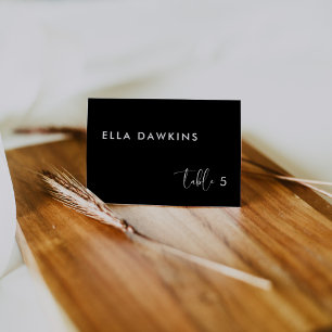 Elegant & Modern Black wedding guest place card