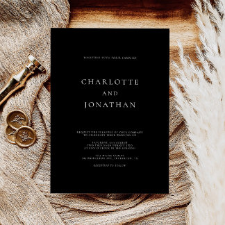 Elegant Modern Black Wedding Invitation