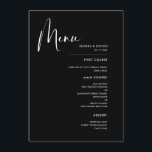 Elegant & modern black wedding menu<br><div class="desc">A modern typography and a classic black theme for your wedding stationery: choose this simple and elegant wedding suite. Fully customisable: you can change the background as well as the text colour as you like.</div>