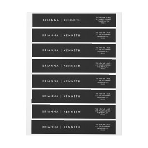 Elegant Modern Black Wedding Wrap Around Label