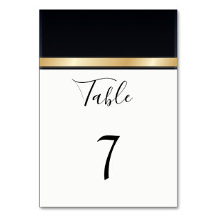 Elegant modern black white and gold wedding table number
