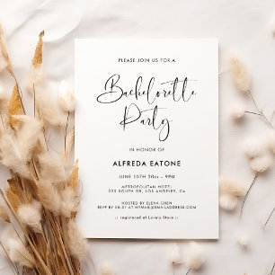 Elegant & modern black & white Bachelorette Party Invitation