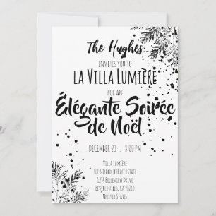 Elegant Modern Black & White Christmas Invite