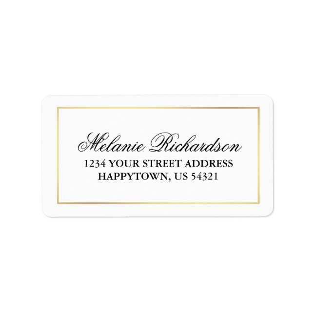 Elegant Modern Black White Gold Wedding Label (Front)