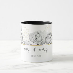 Elegant Modern Black White Gold Wedding Mr Mrs Mug