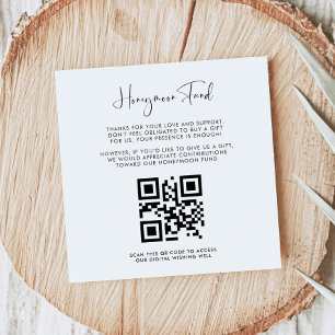 Elegant Modern Black White Honeymoon fund QR code Enclosure Card