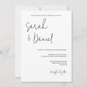 Elegant Modern Black & White Minimalist Wedding Invitation