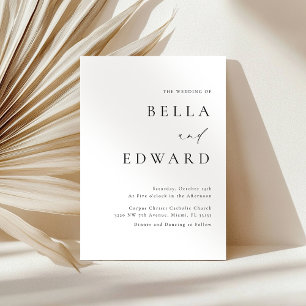Elegant Modern Black White Minimalist Wedding Invitation