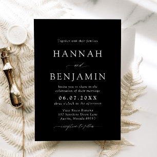 Elegant Modern Black & White Minimalist Wedding Invitation
