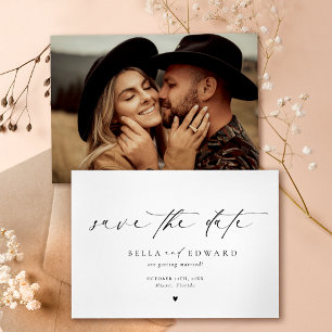 Elegant Modern Black White Photo Save The Date