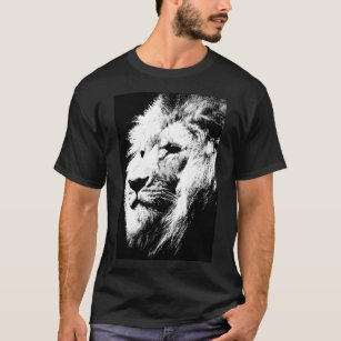 Elegant Modern Black White Pop Art Lion Head T-Shirt