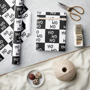 Elegant Modern Black White Typography Christmas Wrapping Paper