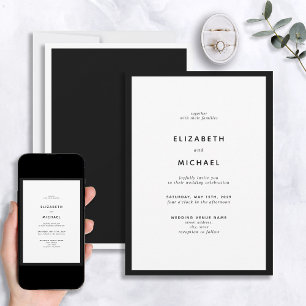 Elegant Modern Black & White Typography Wedding Invitation