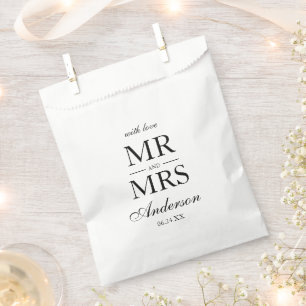 Elegant Modern Black & White Wedding Favour Bag