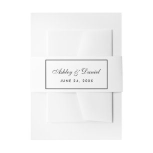 Elegant Modern Black & White Wedding Invitation Belly Band