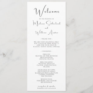Elegant Modern Black & White Wedding Program