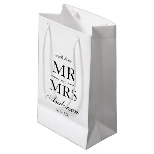 Elegant Modern Black & White Wedding Small Gift Bag