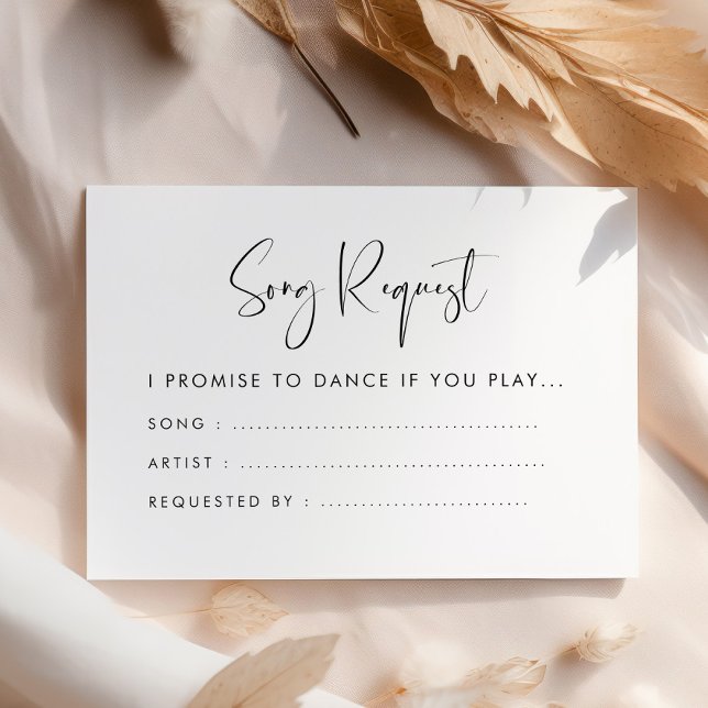 Elegant modern black & white wedding Song request Enclosure Card (Creator Uploaded)