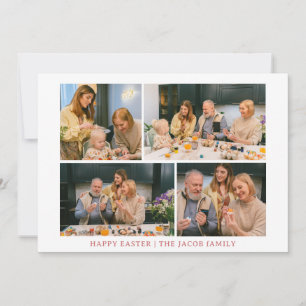 elegant Modern Blessing Easter family Four photo Holiday Card