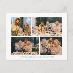 elegant Modern Blessing Easter family Four photo Holiday Postcard