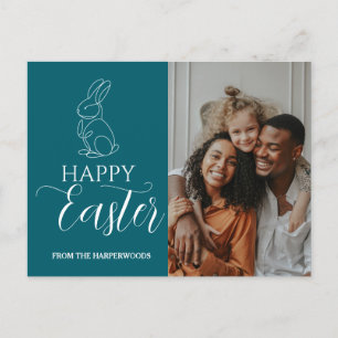 elegant Modern Blessing Easter family one photo Holiday Postcard