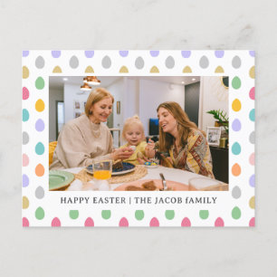 elegant Modern Blessing Easter family One photo Holiday Postcard