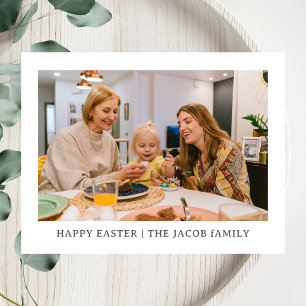 elegant Modern Blessing Easter family One photo Holiday Postcard