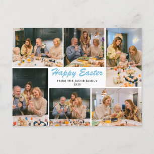 elegant Modern Blessings Easter family 6 photo Holiday Postcard