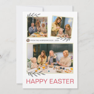 Elegant Modern Blessings Happy Easter Family photo Holiday Card
