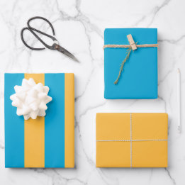 Elegant, Modern Blue and Yellow All-Occasion Wrapping Paper Sheet