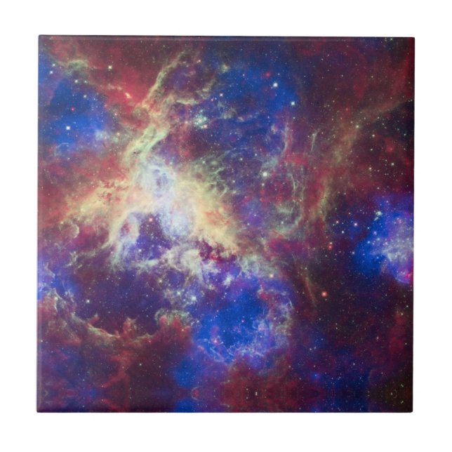 Elegant Modern Blue Black Space Landscape Ceramic Tile (Front)