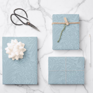 Elegant Modern Blue Floral Pattern Wrapping Paper Sheet