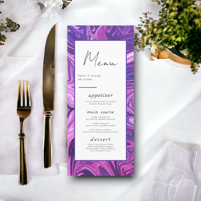 Elegant Modern Blue Galaxy Abstract Art Wedding Menu (Creator Uploaded)