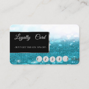 Elegant Modern Blue Glittery Bokeh  Loyalty Card