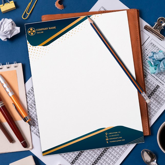 Elegant modern blue & golden template letterhead (Creator Uploaded)