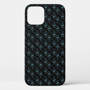 Elegant Modern Blue Hearts and Keys Pattern iPhone 12 Pro Case