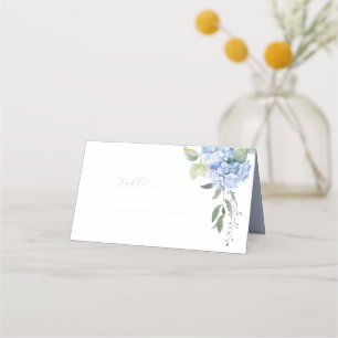 Elegant Modern Blue Hydrangea Wedding Table Place Card