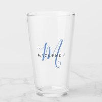 Elegant Modern Blue Script Monogram