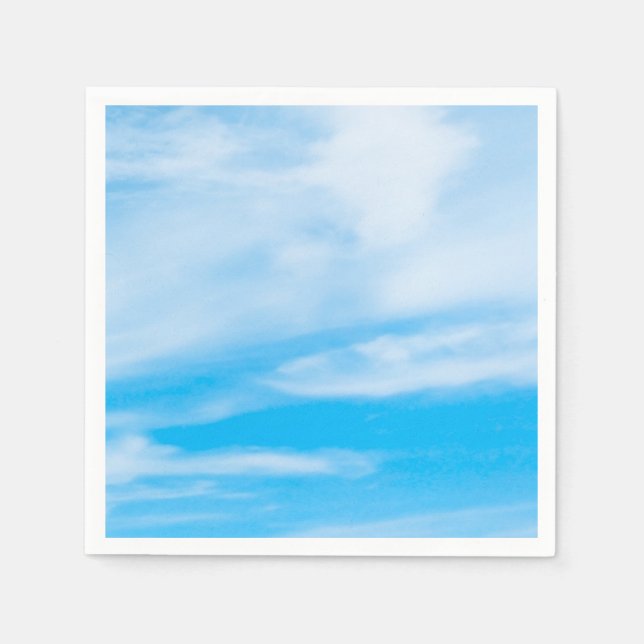 Elegant Modern Blue Sky White Clouds Template Napkin (Front)