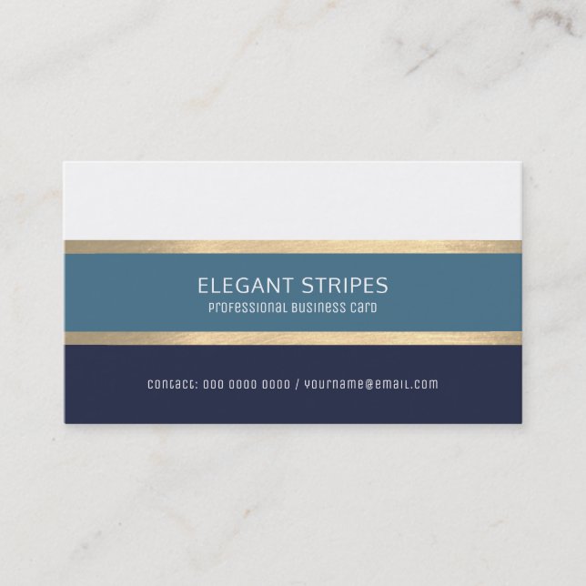 elegant modern blue stripes professional business card (Front)