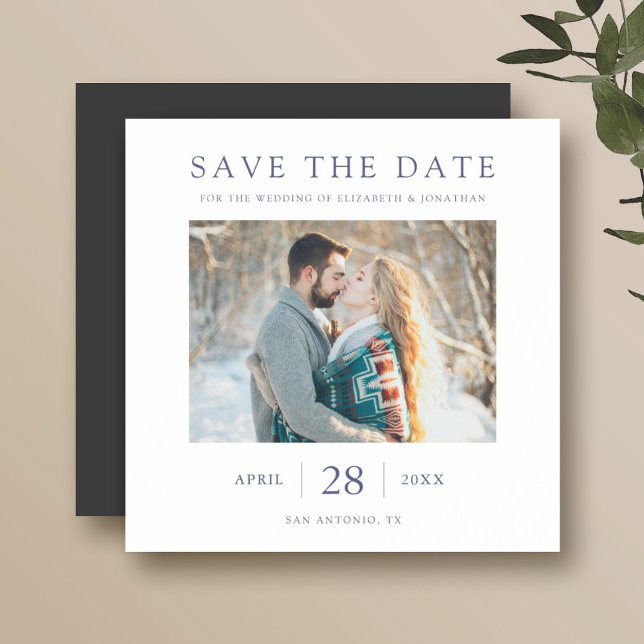 Elegant Modern Blue Text Save the Date Wedding Magnetic Invitation (Creator Uploaded)