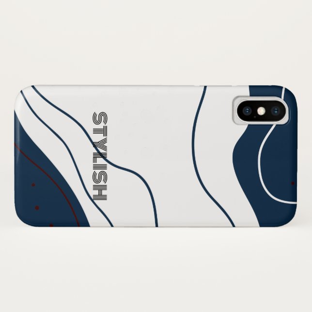 Elegant  & Modern Blue & White  Case-Mate iPhone Case (Back (Horizontal))